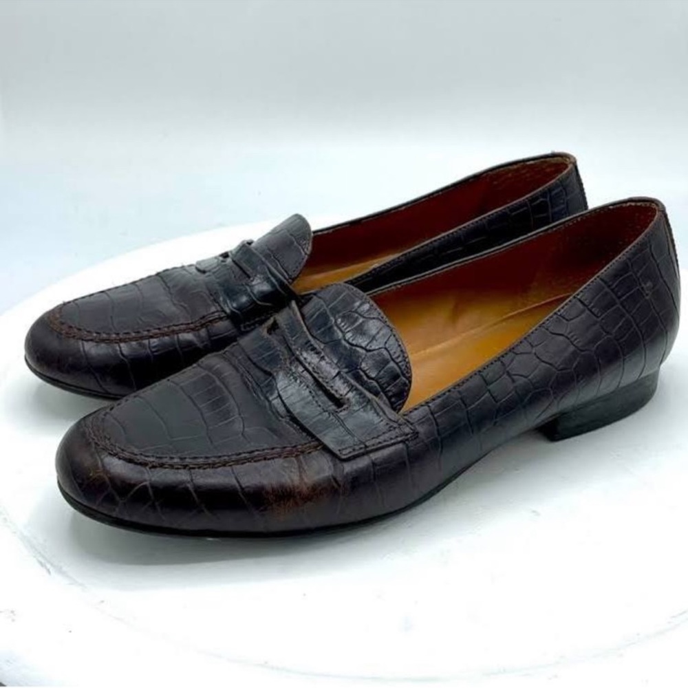 Lauren Ralph Lauren Leather Penny Loafer
Alligator Skin Size 5.5 Brown Black